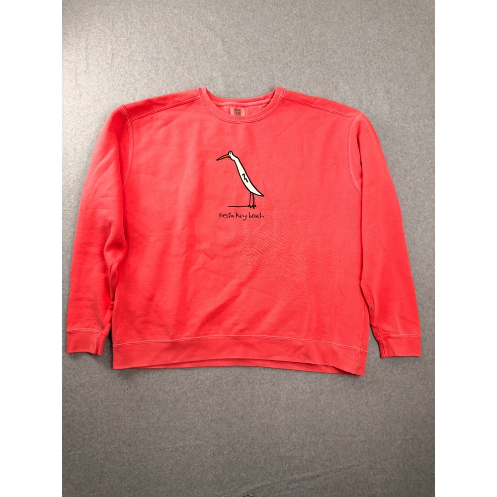 Comfort Colors Siesta Key Beach Bird Sweatshirt XL Coral Pink Dye Pullover